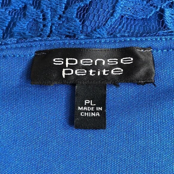 Spense PETITE Blue Lace Sleeveless Scoop Neck Ruched Sheath Dress- Size PL Large - Picture 4 of 6